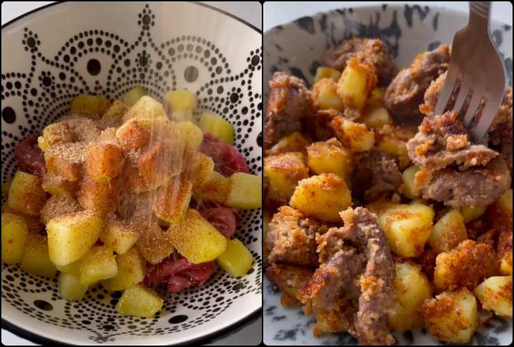 Collage ricetta carne e patate