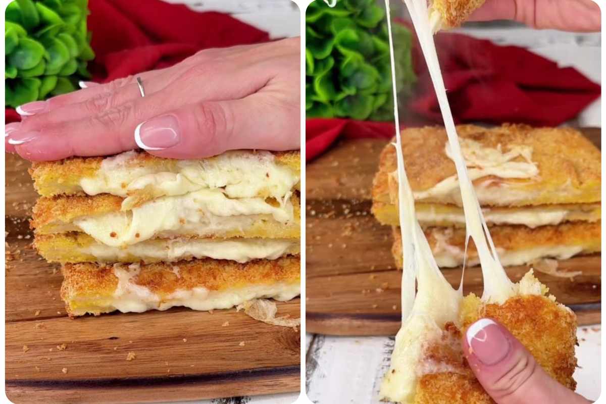 mozzarella in carrozza, con pane dei tramezzini