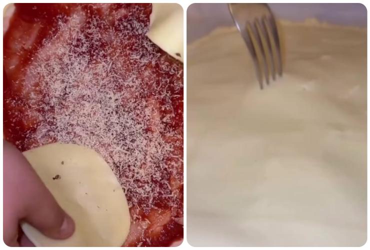 preparazione parigina con pomodoro, prosciutto e provola