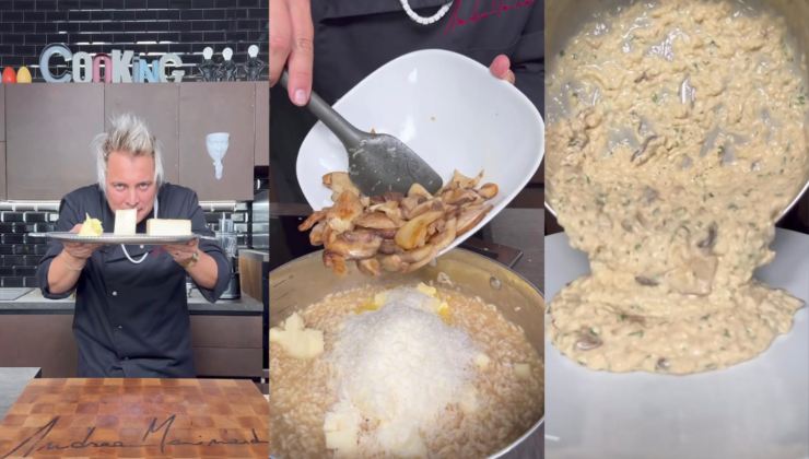 Andrea Mainardi prepara risotto ai porcini