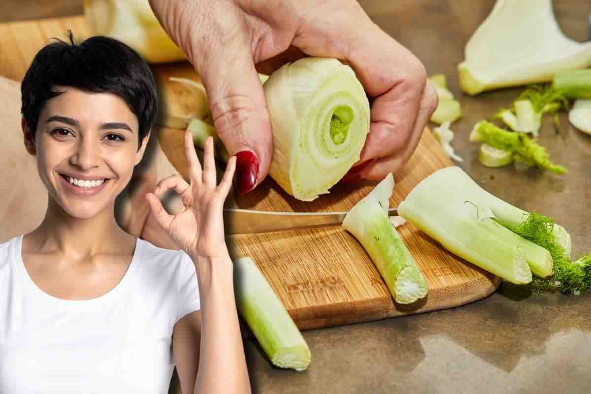 donna che prepara il finocchio per cena