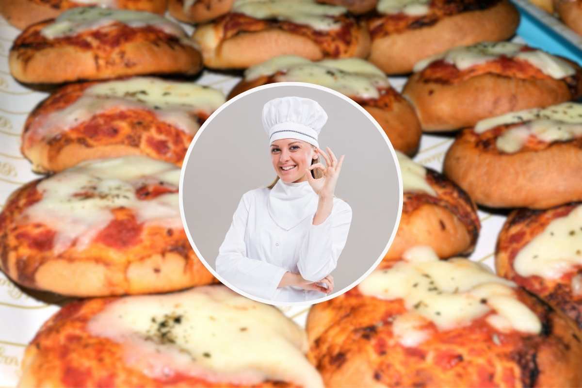 pizzette rosse e chef nel riquadro