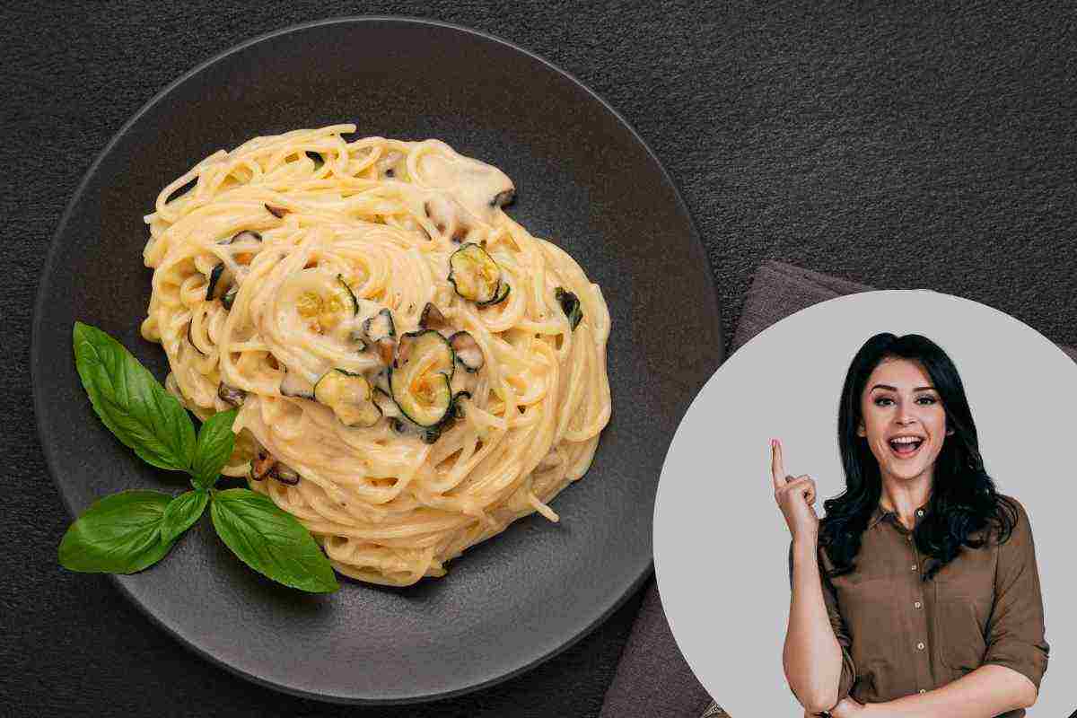 donna che prepara spaghetti alla nerano 