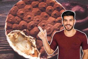 dolce e uomo in primo piano