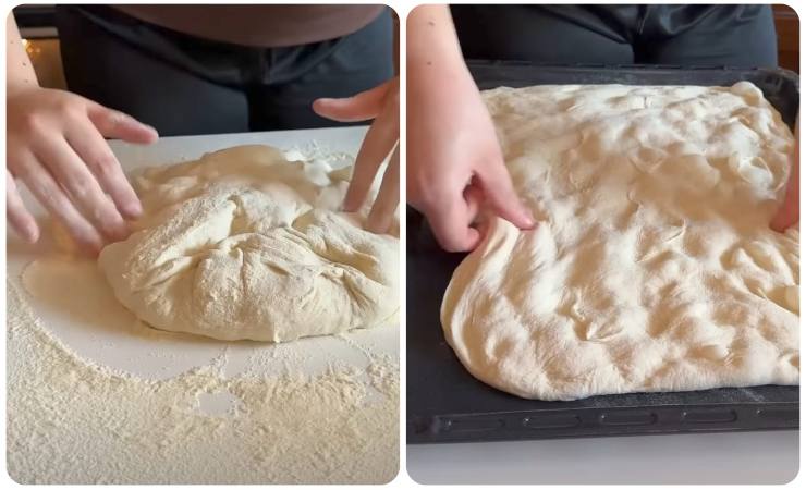 impasto lavorato a mano- impasto steso in teglia