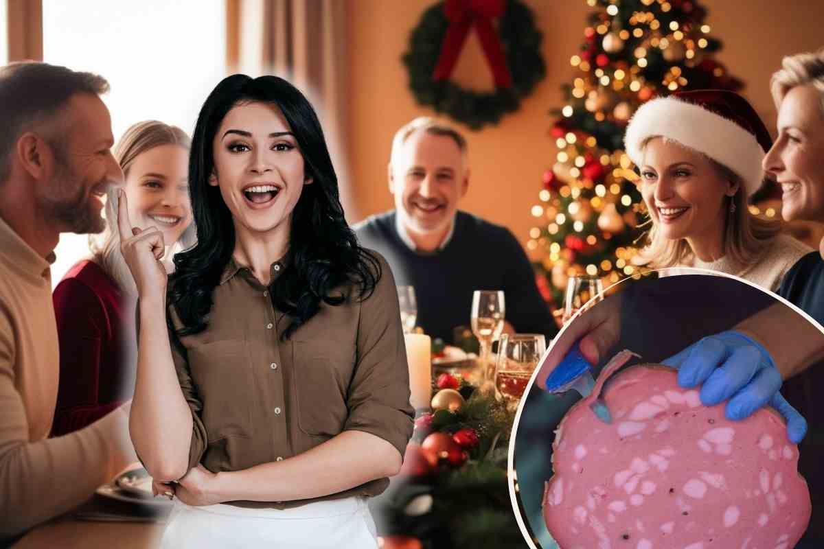 tavola di natale con antipasto di mortadella