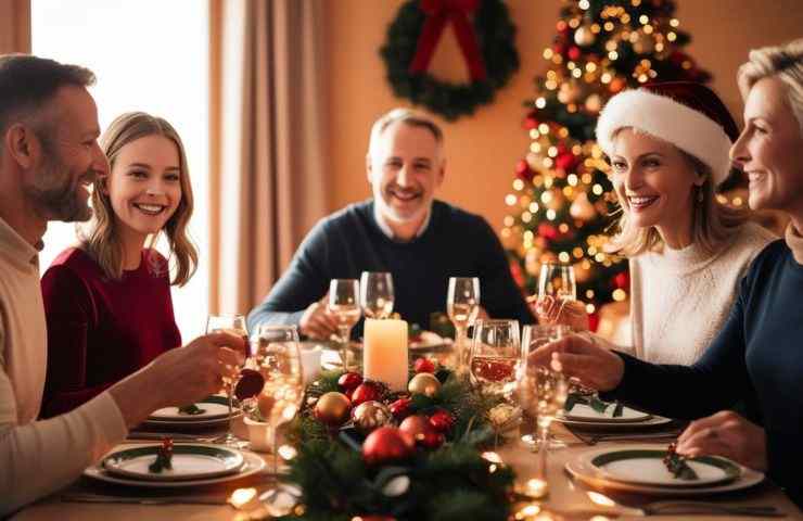 parenti a tavola nel giorno di natale