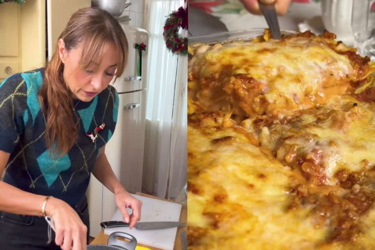Benedetta Parodi in cucina e una lasagna