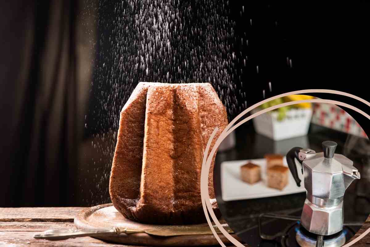 pandoro e macchinetta del caffè