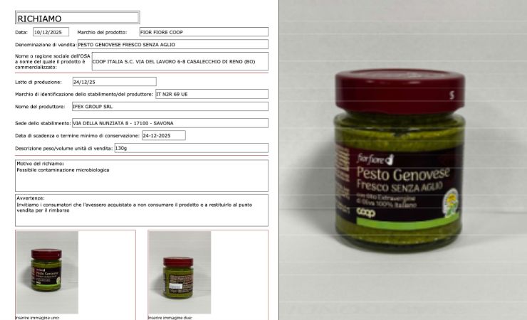 avviso Coop pesto richiamato 