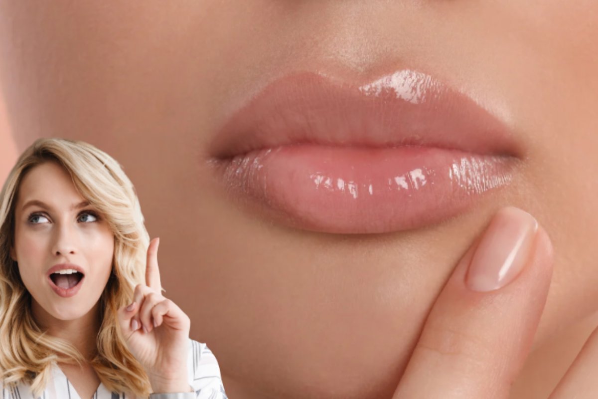 Labbra da donna e donna che ha un'idea