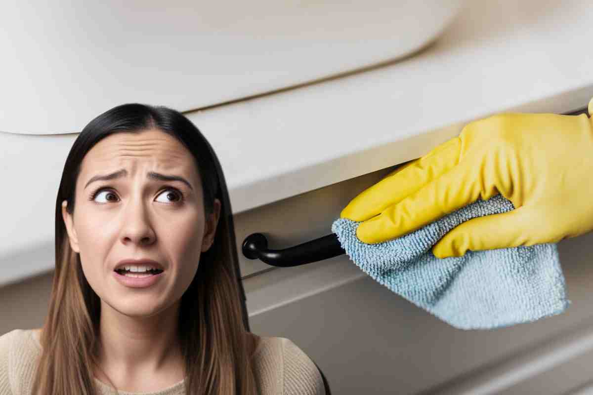 donna che pulisce la cucina